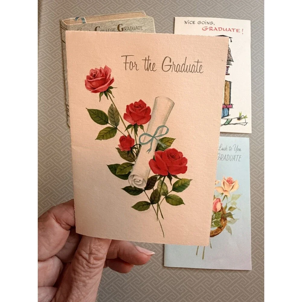Vintage 1965 Used Graduation Greeting Cards Lot of 4 Hallmark Norcross American